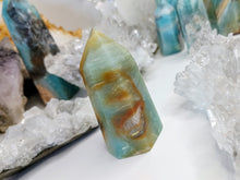Load image into Gallery viewer, Amazonite &amp; Pyrite Crystal Pillar Tower
