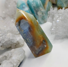Load image into Gallery viewer, Amazonite &amp; Pyrite Crystal Pillar Tower
