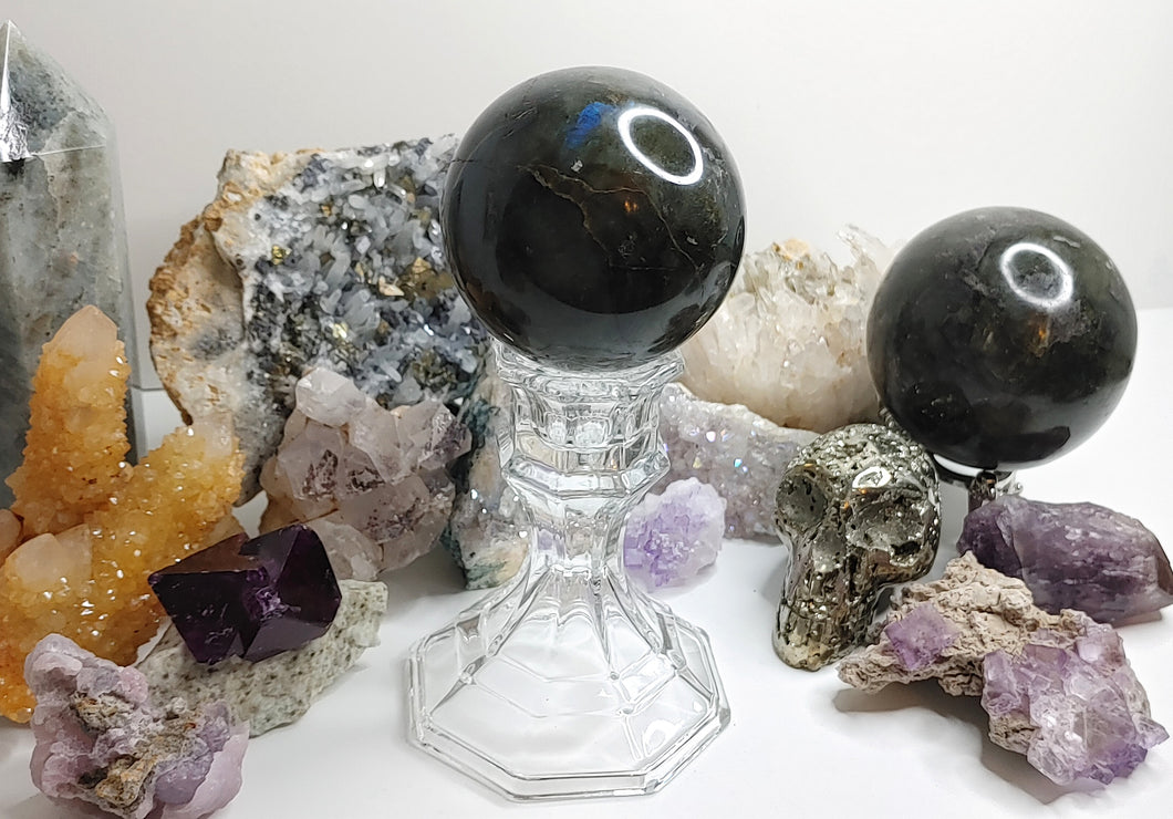 Labradorite Flash Sphere w/Glass Stand