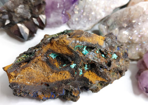 Azurite and Malachite Crystal Cluster