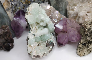 Green Apophyllite Heulandite Crystal Cluster