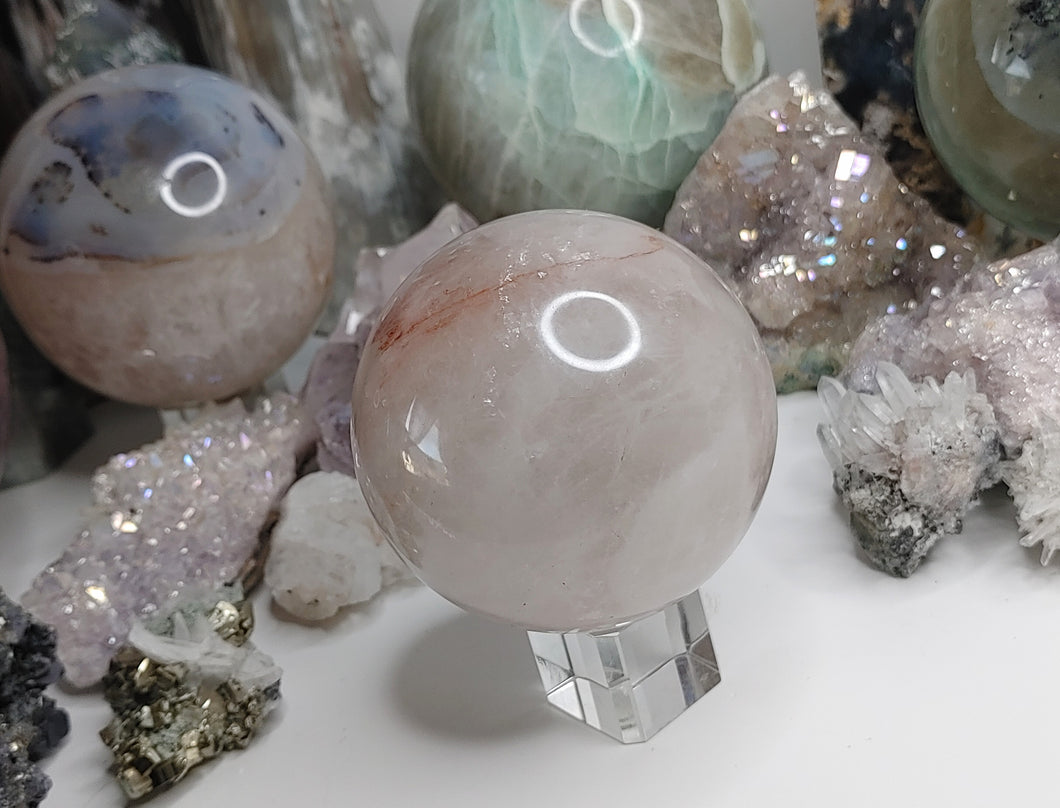 Shean Rose Quartz Crystal Sphere with Stand