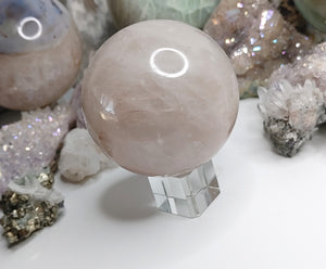 Shean Rose Quartz Crystal Sphere with Stand