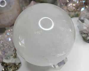Rainbow Clear Quartz Crystal Sphere with Base