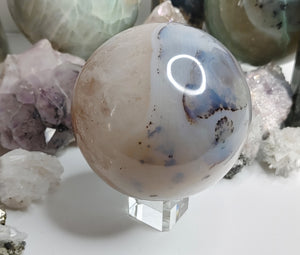 Agate Rainbow Quartz Crystal Sphere with Base
