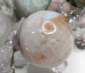 Agate Rainbow Quartz Crystal Sphere with Base