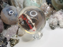 Load image into Gallery viewer, Cinnabar Crystal Cluster in Resin Sphere with Base
