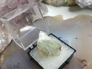 Hiddenite Kunzite Crystal in Display Case