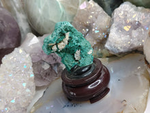 Load image into Gallery viewer, Velvet Malachite Mineral Specimen on Stand
