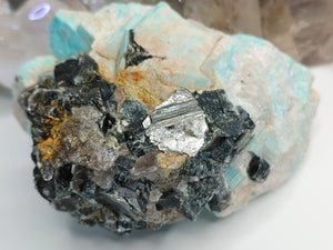 Rare Amazonite & Lepidolite Crystal Cluster