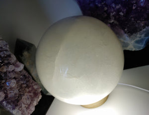 Selenite Crystal Sphere with Led Light Base