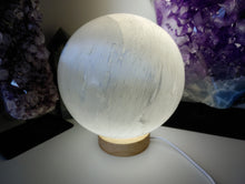 Load image into Gallery viewer, Selenite Crystal Sphere with Led Light Base
