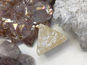 Rainbow Shean Honey Calcite Crystal Pyramid