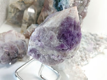 Load image into Gallery viewer, Chevron Amethyst Crystal Point on Stand
