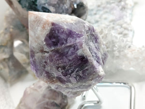 Chevron Amethyst Crystal Point on Stand
