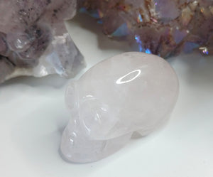 Shean Rose Quartz Crystal Mini Skull