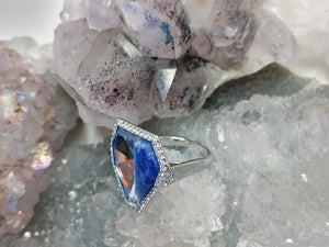 Unique Mirrored Swarovski Crystal Sodalite Ring