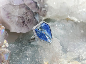 Unique Mirrored Swarovski Crystal Sodalite Ring
