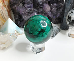 Malachite Sphere with Stand