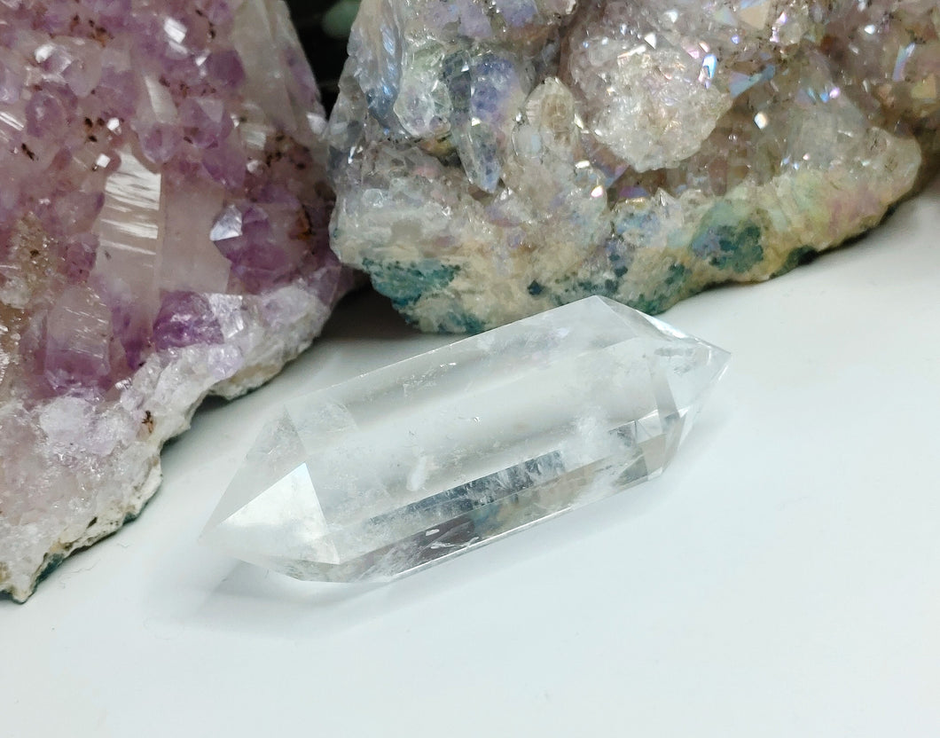 Double Tourminated Rainbow Clear Quartz Crystal