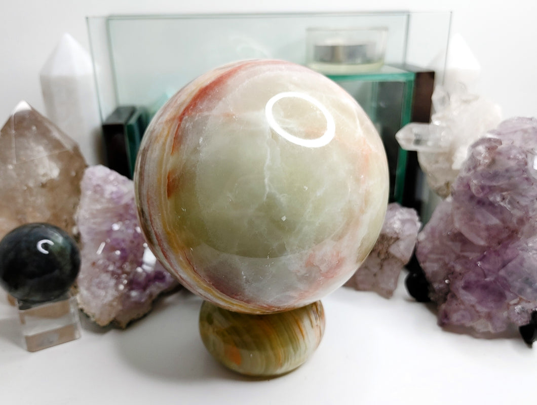 Rainbow Onyx Crystal Sphere with Stand