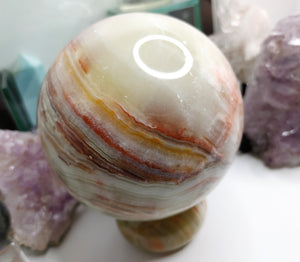 Rainbow Onyx Crystal Sphere with Stand
