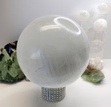 Load image into Gallery viewer, Selenite Crystal Sphere with Stand
