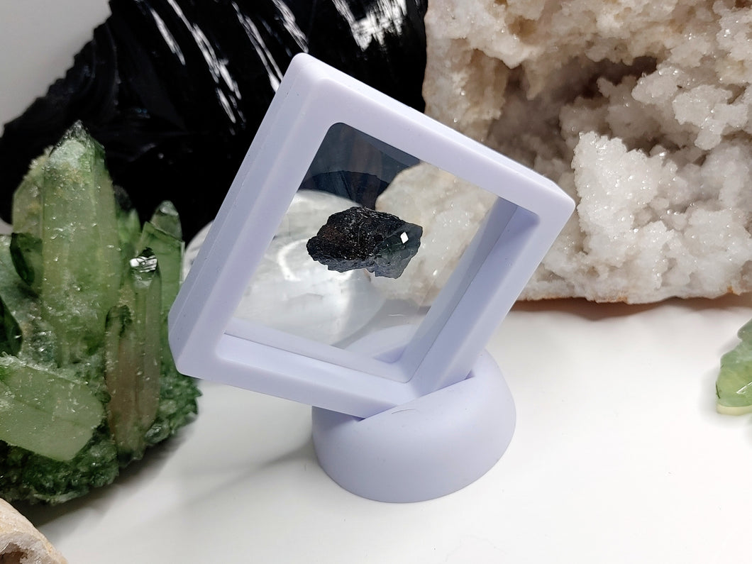 Rare Andradite Black Garnet in Display Case