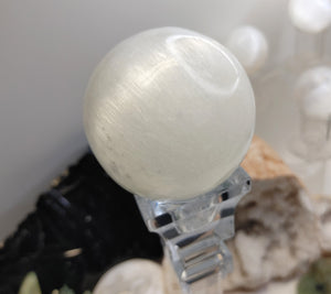 Selenite Crystal Sphere with Glass Stand