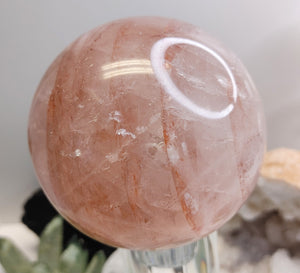Strawberry Quartz Crystal Sphere with Stand