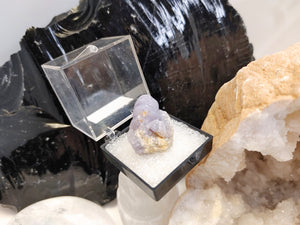 Botryoidal Purple Fluorite Crystal in Display Case