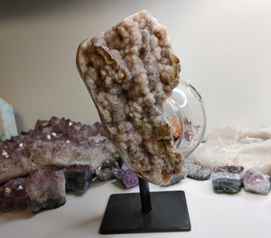 Druzy Pink Amethyst Crystal Cluster on Stand