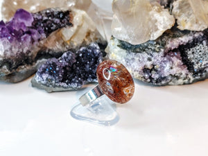 Rainbow Lodolite Garden Quartz Crystal Ring