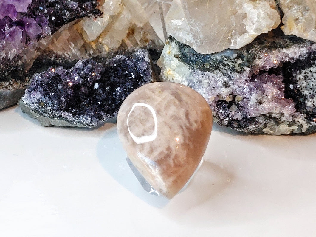 Peach Moonstone Crystal Ring