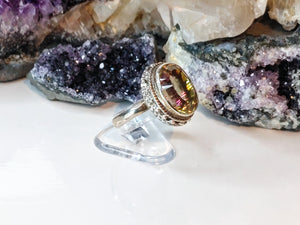 Faceted Mystic Topaz Sterling Silver Ring