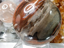 Load image into Gallery viewer, Petrified Wood Fossilized Druzy Sphere with Stand
