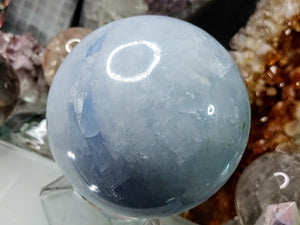 Rainbow Celestite Crystal Sphere with Stand