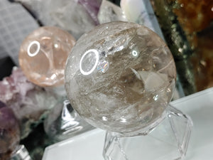Rainbow Smokey Quartz Crystal Sphere with Stand
