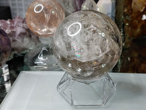 Rainbow Smokey Quartz Crystal Sphere with Stand
