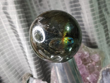 Load image into Gallery viewer, Labradorite Flash Sphere with Metal Stand
