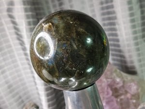 Labradorite Flash Sphere with Metal Stand