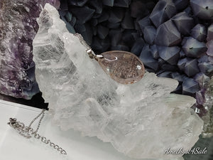 Rutilated Strawberry Quartz Stainless Steel Necklace