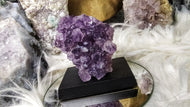 Amethyst Crystal Cluster on Wood Stand