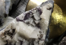 Load image into Gallery viewer, Amethyst &amp; Calcite Crystal Cluster on Stand
