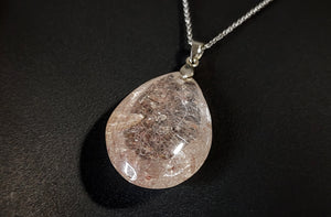 Rutilated Strawberry Quartz Stainless Steel Necklace