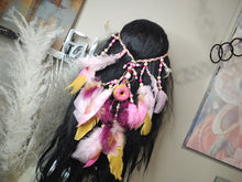 Load image into Gallery viewer, Handmade Adjustable Donut Feather Beaded Headband
